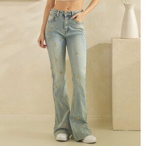 Oli& Hali Washed Daisy Embroidered Jeans